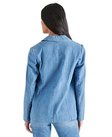 Steve Madden Women's Payton Denim Open-Front Boyfriend Blazer