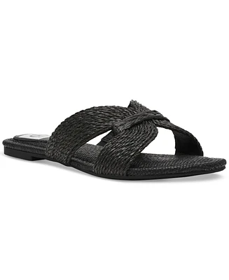 Dv Dolce Vita Women's Geeya Raffia Criss Cross Strap Flat Slide Sandals