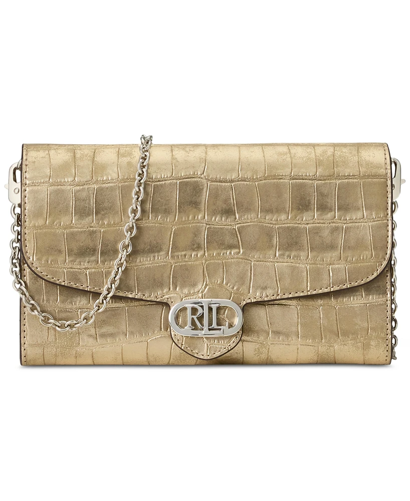 Lauren Ralph Lauren Adair Croc-Embossed Leather Small Crossbody
