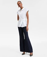 I.n.c. International Concepts Women's Twist-Front Tie-Waist Shirt, Exclusively at Macy's