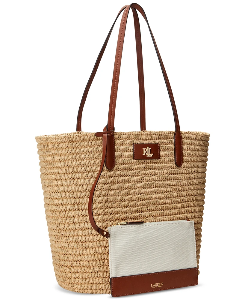 Lauren Ralph Lauren Straw Brie Tote Bag