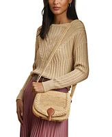 Lauren Ralph Lauren Raffia Small Colbie Messenger Crossbody