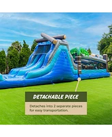 Xjump Commercial Grade 45' Tropical Wet/Dry Obstacle with dual lane slide and deep pool