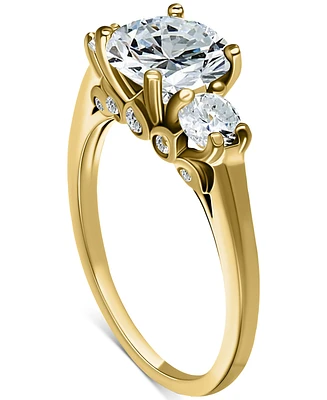 Giani Bernini Cubic Zirconia Three Bridal Stone Ring Sterling Silver, Exclusively at Macy's