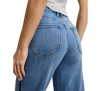 Good American Women's Soft-Tech Waist Palazzo Cropped Jeans