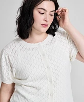 And Now This Trendy Plus Short-Sleeve Cardigan, Exclusively at Macy's