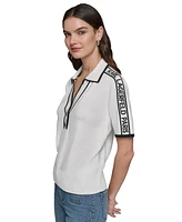 Karl Lagerfeld Paris Women's Logo-Tape Polo Sweater