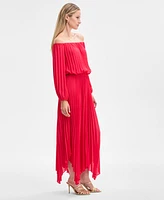 I.n.c. International Concepts Women's Printed Pleated Off-The-Shoulder Maxi Dress, Exclusively at Macy's