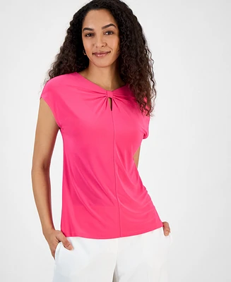 Kasper Women's Scrunch-Front Cap-Sleeve Top