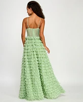 Say Yes Juniors' Ruffled Embellished Corset Gown, Created for Macy's