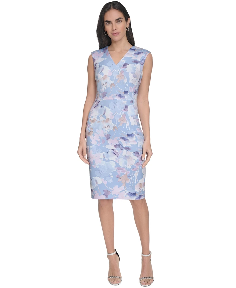 Calvin Klein Petite Floral-Print Sheath Dress