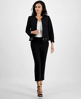 Kasper Women's Crepe Grommet-Trim 3/4-Sleeve Jacket