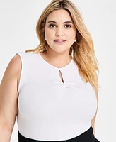 Bar Iii Trendy Plus Sleeveless Ribbed Cut-out Top, Exclusively at Macy's