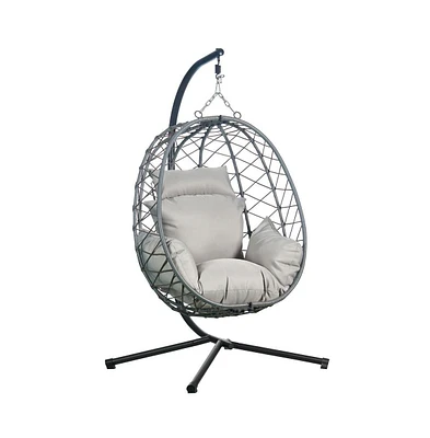 Single Person Egg Swing Chair in Grey Steel Frame With Removable Cushions