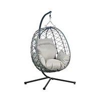 Single Person Egg Swing Chair in Grey Steel Frame With Removable Cushions