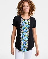 Jm Collection Women's Printed Scoop-Neck Short-Sleeve Top, Exclusively at Macy's