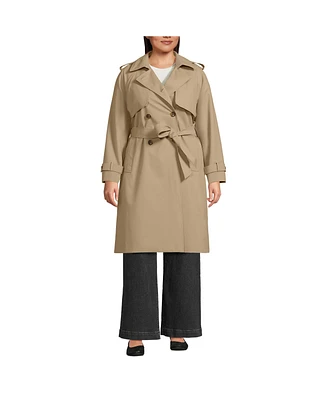 Lands' End Women's Plus Squall Waterproof Modern Trench Raincoat