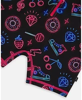 Deux par Girls Printed Long Sleeve One-Piece Rashguard Black And Blue Pink Items