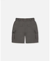 Deux par Baby Boys Parachute Cargo Pocket Shorts Dark Gray