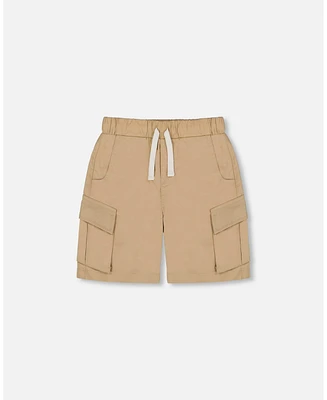 Deux par Baby Boys Parachute Cargo Pocket Shorts Light Beige