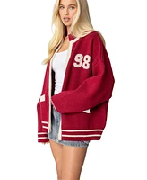 Edikted Womens 98 Varsity Zip Up Sweater