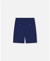 Deux par Big Boys Slant Pocket Bermuda Shorts Navy Blue