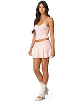 Edikted Womens Easter Pleated Knit Mini Skirt