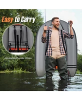 Inflatable Fishing Float Tube with Pump Storage Pockets and Fish Ruler