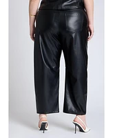 Eloquii Women's Plus Faux Leather Barrel Leg Pant