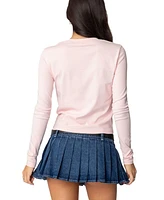 Edikted Womens Bambi Bow Long Sleeve Top