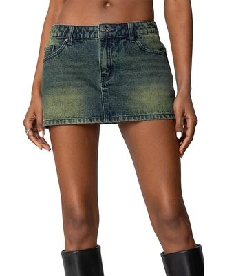 Edikted Womens Riviere Washed Denim Mini Skirt