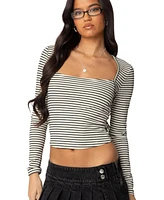 Edikted Womens Alex Striped Top