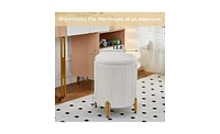Round Vanity Stool Chair with 23Qt Storage and Padded Seat