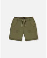 Deux par Toddler Boys Stretch Twill Short Dark Olive Green - Toddler|Child