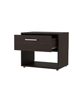 Fm Furniture Round Rock Nightstand with a Drawer, Stained Walnut