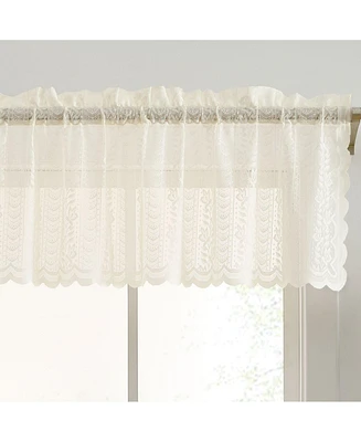 Hlc.me Sophia Floral Rod Pocket Lace Semi Sheer Voile Short Valance for Small Windows