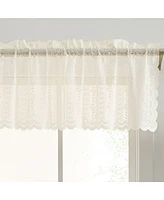 Hlc.me Sophia Floral Rod Pocket Lace Semi Sheer Voile Short Valance for Small Windows