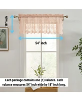 Hlc.me Jolene Floral Rod Pocket Lace Semi Sheer Voile Short Valance for Small