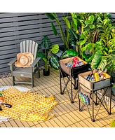 2 Pieces Folding Camping Tables with Large Capacity Storage Sink