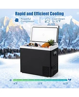 53QT Portable Dual Zone 12V Car Refrigerator Compressor Fridge Freezer for Vehicles Camping Travel-Black