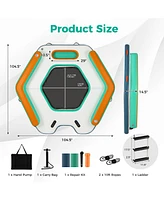 8.7 Feet Inflatable Floating Dock with Detachable Ladder and Mesh Swim Lounge