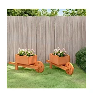 Wheelbarrow Planters 2 pcs 18.5"x5.9"x7.5" Solid Wood Fir