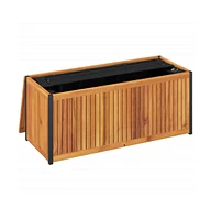 Patio Cushion Box 43.3"x17.7"x16.5"/20.9" Solid Wood Acacia and Steel