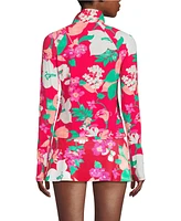 Lands' End Women's Long Sleeve Quarter Zip Upf 50 Rash Guard