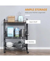 Multi-Purpose Rolling Cart with Shelves and Drawers