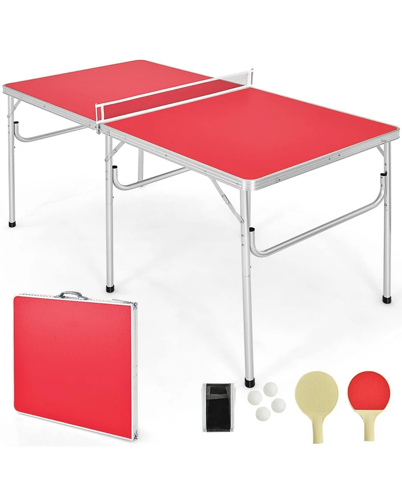 60 Inch Portable Tennis Ping Pong Folding Table with Accessories