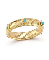 Rachel Zoe Gold Plated Bold Tubogas Bangle Bracelet with Synthetic Turquoise