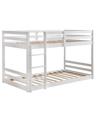 Short-Legged Double-Layer Head and Tail Cross Brace Guardrail Straight Ladder Twin Pine Can Be Split Into a Single-Layer Bed Wooden Bed