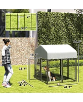 PawHut Outdoor Dog Kennel with Rotating & Adjustable Bowls