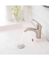 Single-Handle Single-Hole Modern Bathroom Faucet For Sink Drip-Free Vanity Brushed Nickel